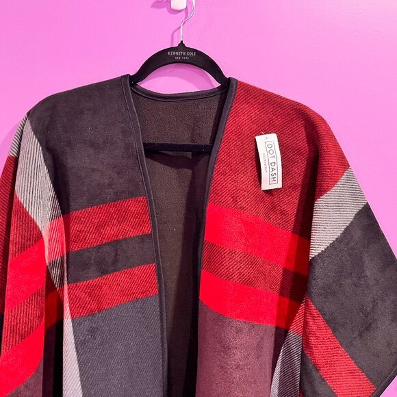 DOT DASH Reversible Poncho Cape Fleece Wrap - Picture 3 of 3